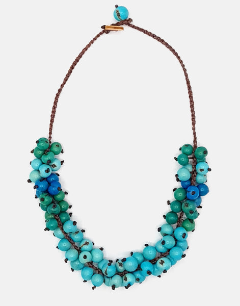 Maria Acai Crochet Necklace - Blue - Pretty Pink Jewellery
