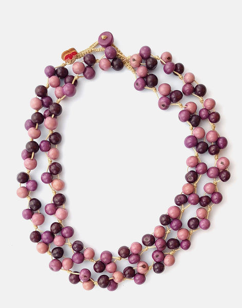 Purple Mix Acai Berry Long Necklace - Warm Colours - Pretty Pink Jewellery