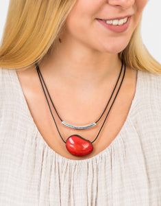 Red Barra Seed Necklace - Pretty Pink Jewellery