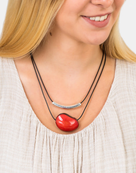 Red Barra Seed Necklace - Pretty Pink Jewellery