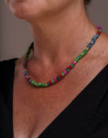 Green Mix Dengo Tagua Necklace - Pretty Pink Jewellery