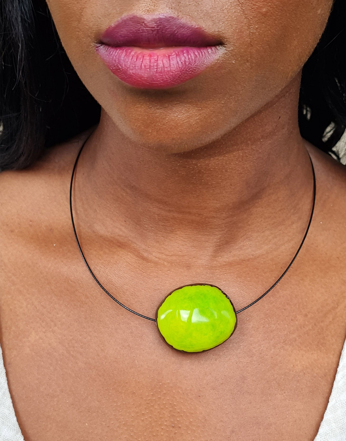 Flattened Seed Wire Necklace - Pretty Pink Jewellery