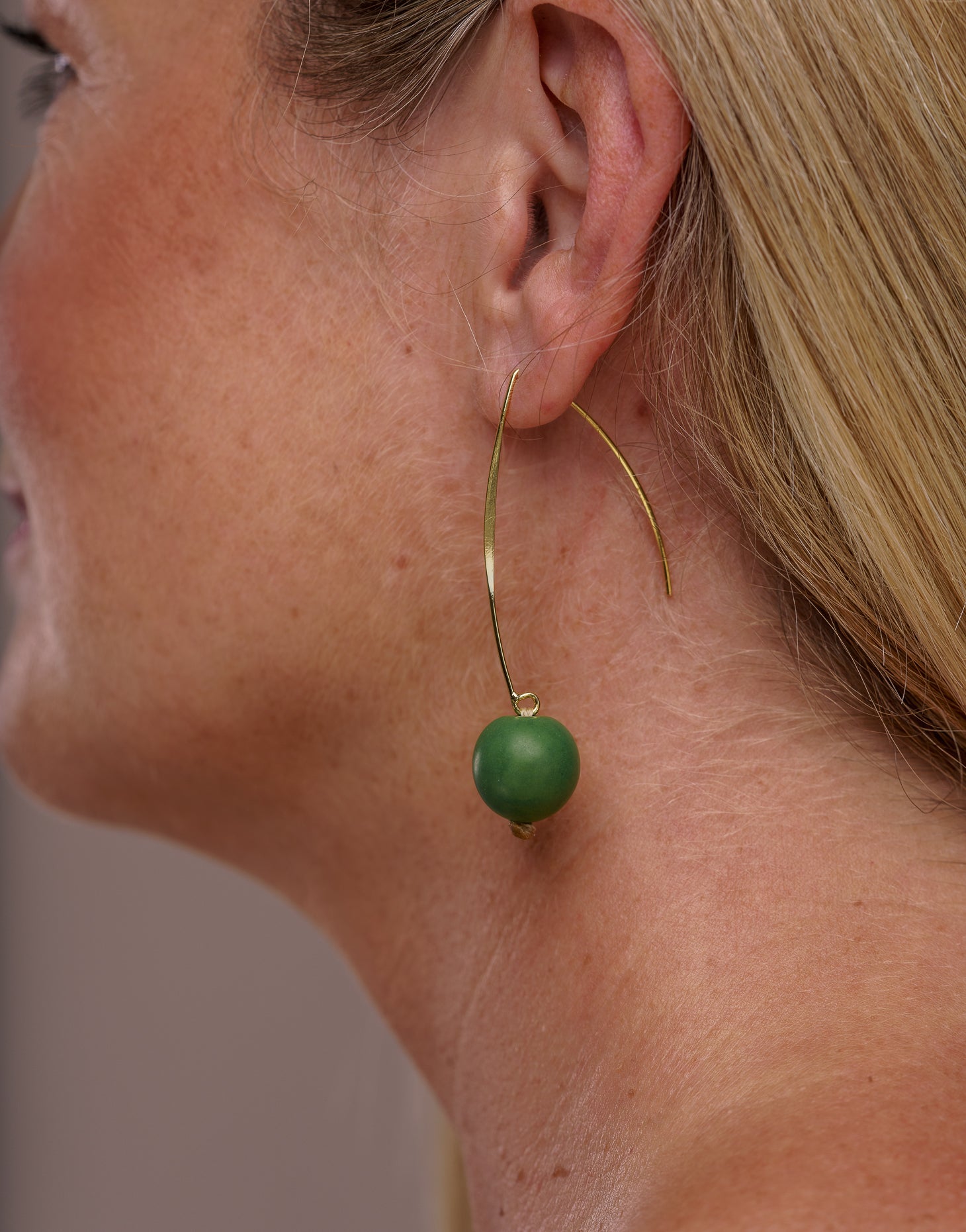 Green Minimal Drop Tagua Earrings - Pretty Pink Jewellery