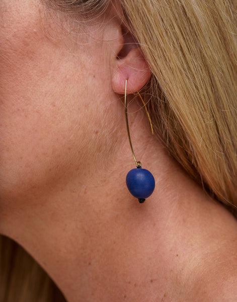 Cobalt Minimal Drop Tagua Earrings - Pretty Pink Jewellery