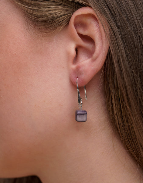 Grey Cubo Tagua Earrings - Pretty Pink Jewellery