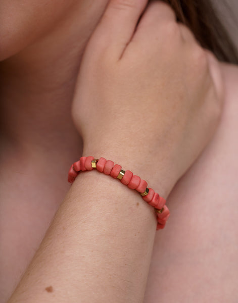 Coral Friendship Tagua Bracelet - Pretty Pink Jewellery