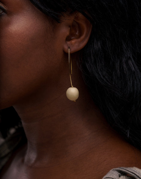 Ivory Minimal Drop Tagua Earrings - Pretty Pink Jewellery