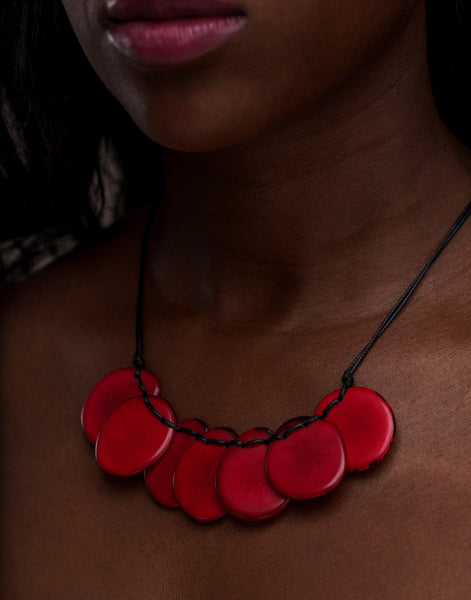 Bogota Tagua Slices Adjustable Necklace - Pretty Pink Jewellery