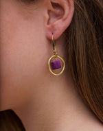 Purple Cubo Brass Hoop Earrings - Pretty Pink Jewellery