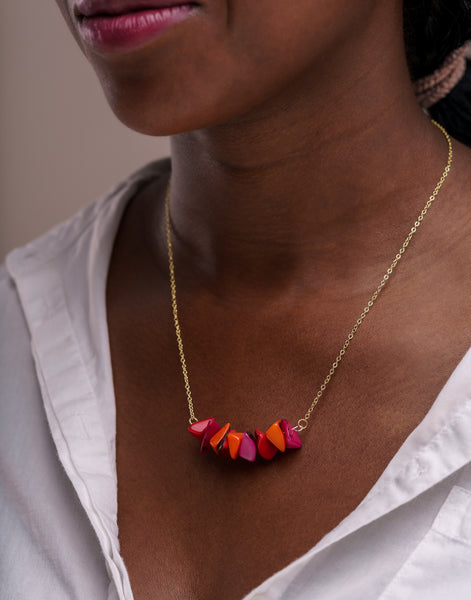 Tapajos Tagua Chain Necklace - Berries - Pretty Pink Jewellery