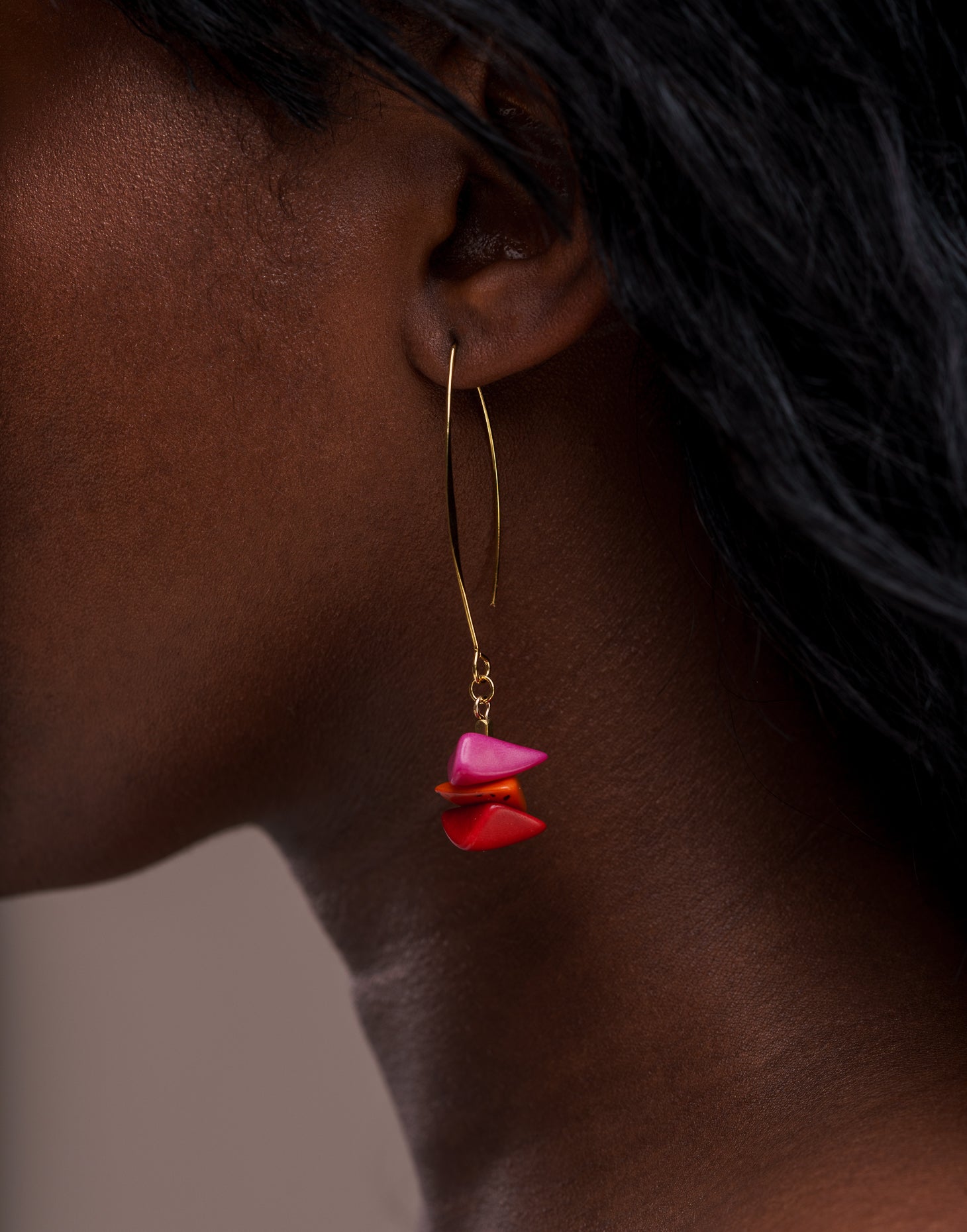 Tapajos Tagua Drop Earrings - Berries - Pretty Pink Jewellery