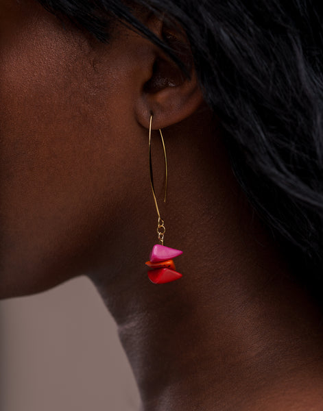 Tapajos Tagua Drop Earrings - Berries - Pretty Pink Jewellery