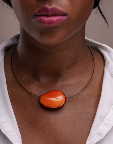 Flattened Seed Wire Necklace - Pretty Pink Jewellery