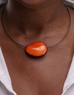 Orange Flattened Seed Wire Necklace - Pretty Pink Jewellery