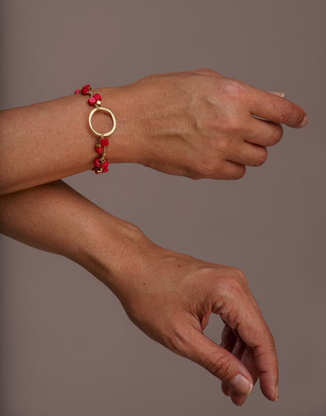 Red Dainty Tagua Bracelet - Pretty Pink Jewellery