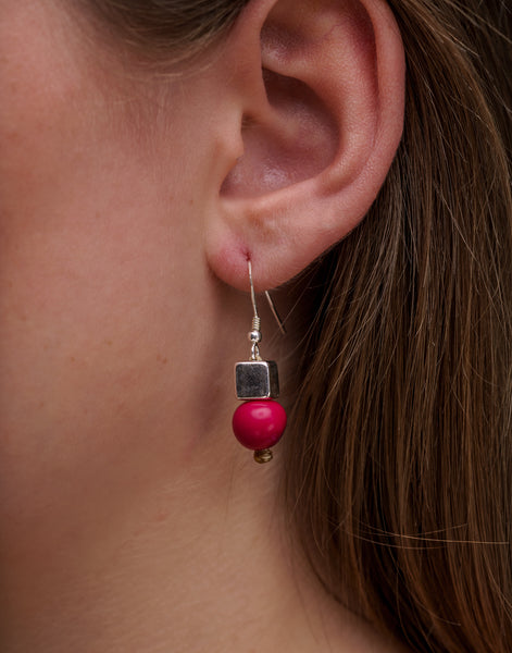 Fuchsia Pink Acai Berry Earrings - Warm Colours - Pretty Pink Jewellery