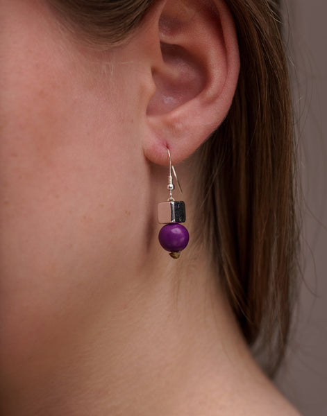 Purple Acai Berry Earrings - Cool Colours - Pretty Pink Jewellery