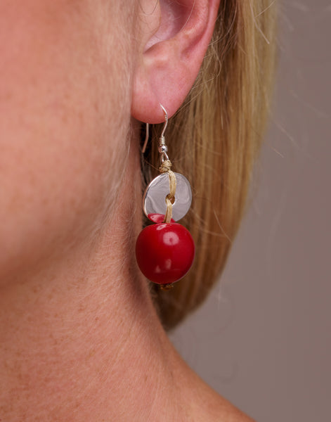 Red Baiana Bombona Earrings - Pretty Pink Jewellery