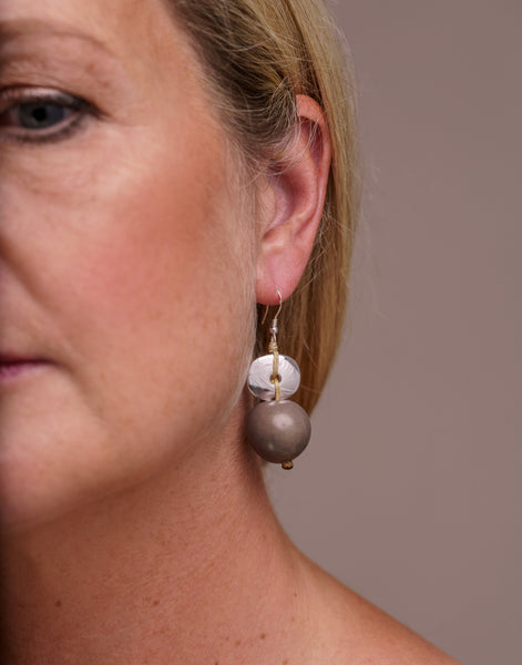 Grey Baiana Bombona Earrings - Pretty Pink Jewellery