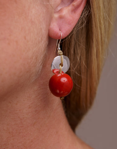 Orange Baiana Bombona Earrings - Pretty Pink Jewellery