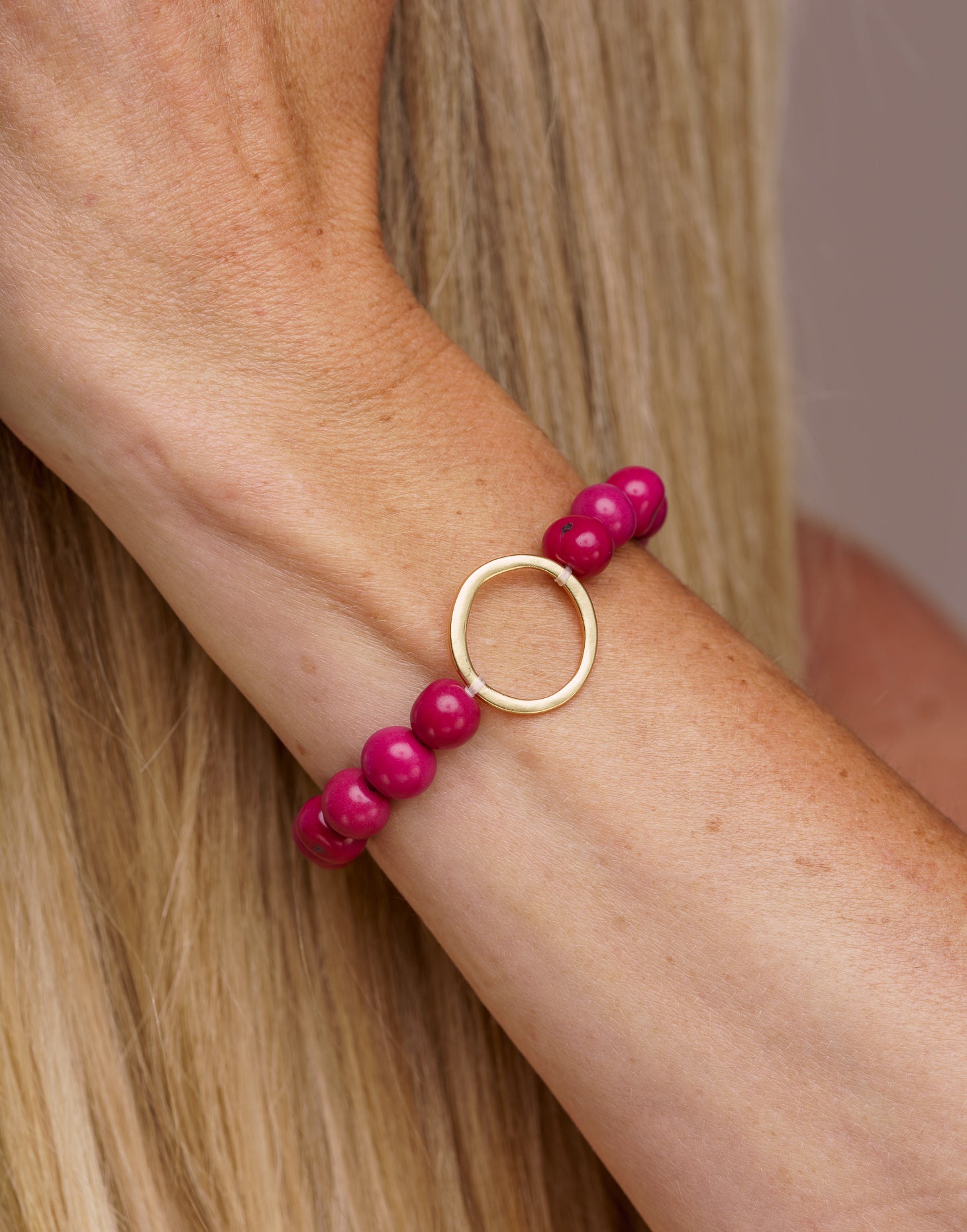 Argola Brass Acai Bracelet - Berries - Pretty Pink Jewellery