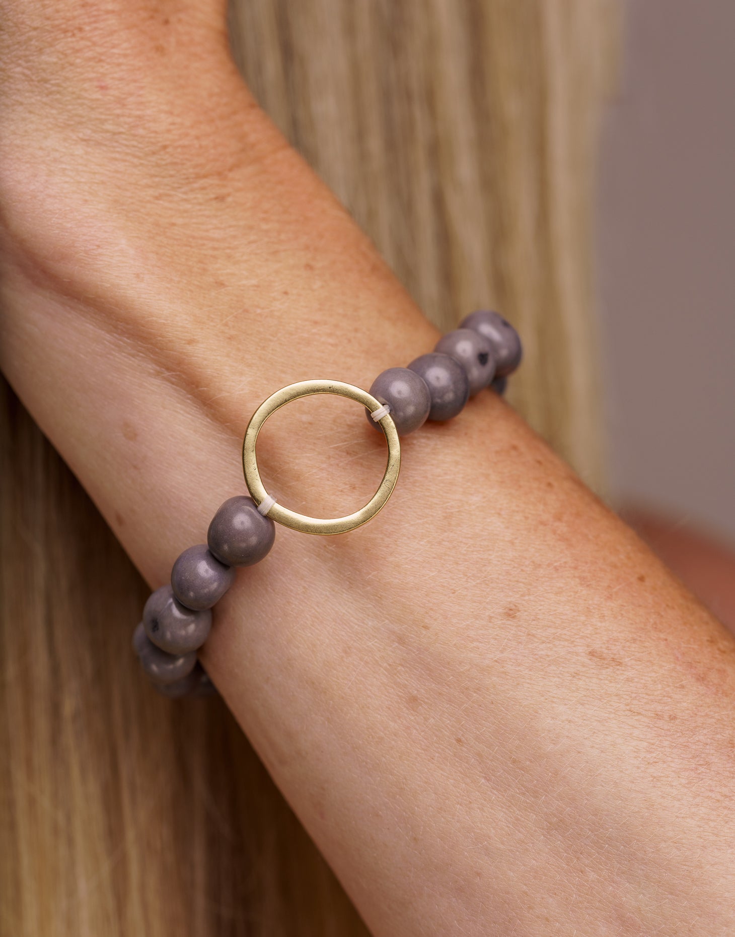 Argola Brass Acai Bracelet - Grey - Pretty Pink Jewellery