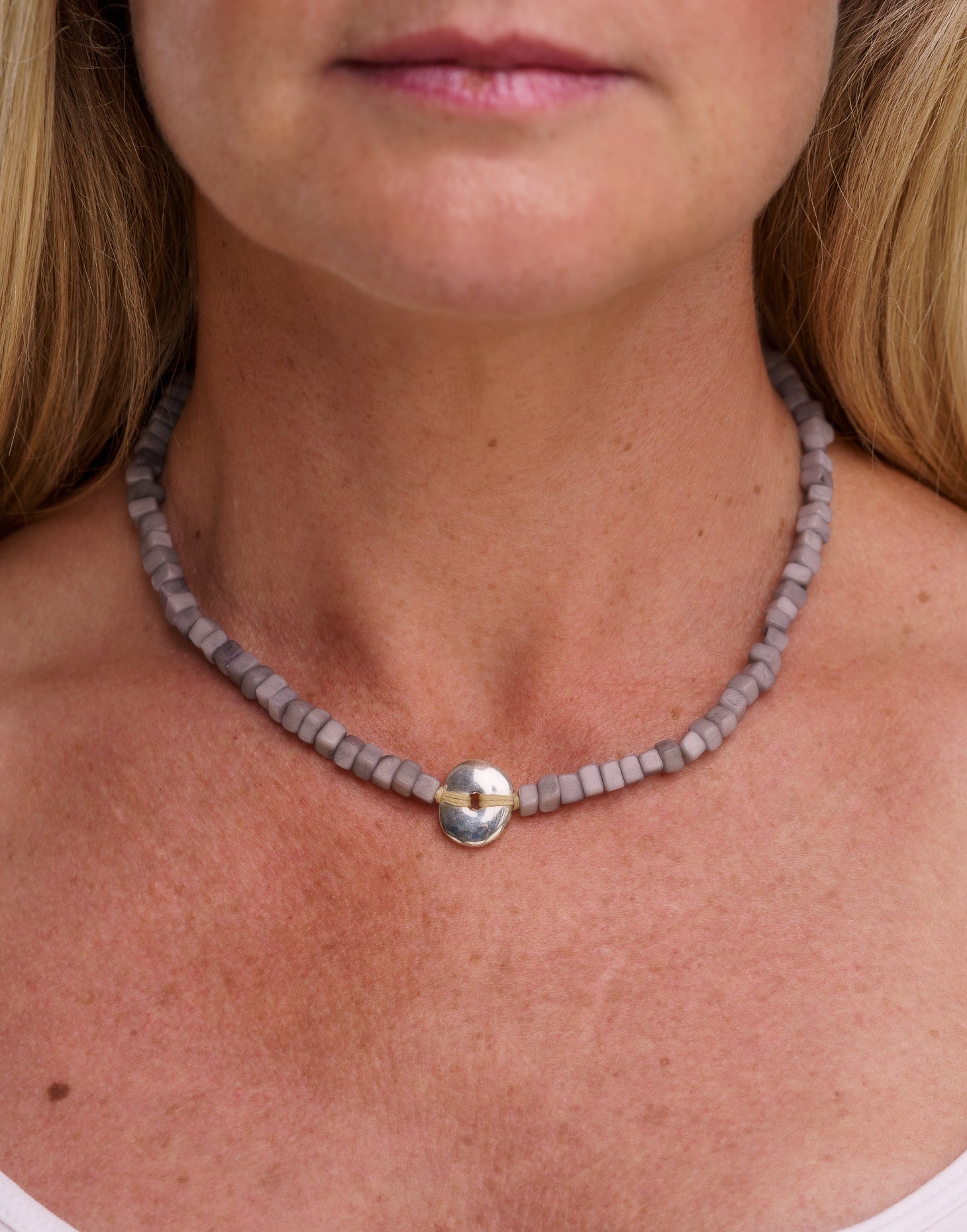 Grey Leticia Mini Tagua Necklace - Pretty Pink Jewellery