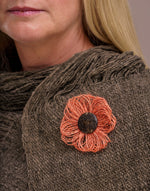 Orange Jute Flower Brooch - Pretty Pink Jewellery