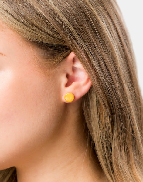 Yellow Confetti Tagua Studs Earrings - Pretty Pink Jewellery