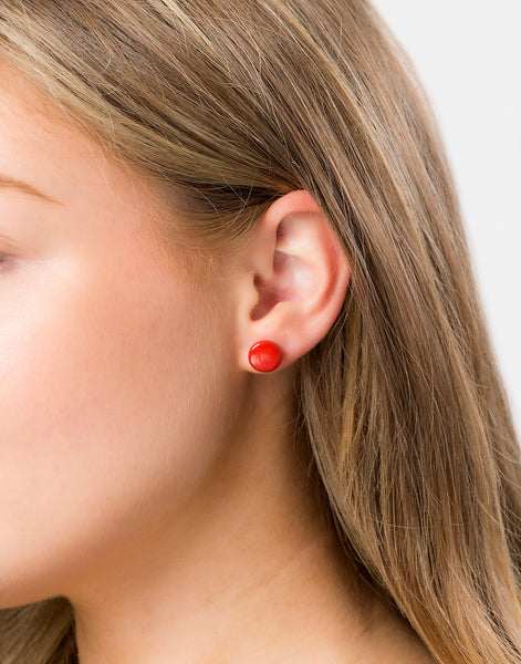 Red Confetti Tagua Studs Earrings - Pretty Pink Jewellery