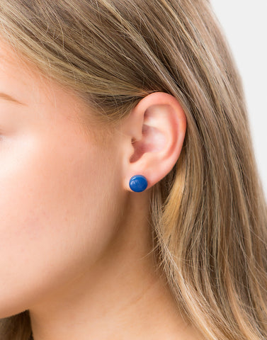 Cobalt Blue Confetti Tagua Studs Earrings - Pretty Pink Jewellery