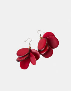 Red Bogota Tagua Bunch Earrings - Pretty Pink Jewellery