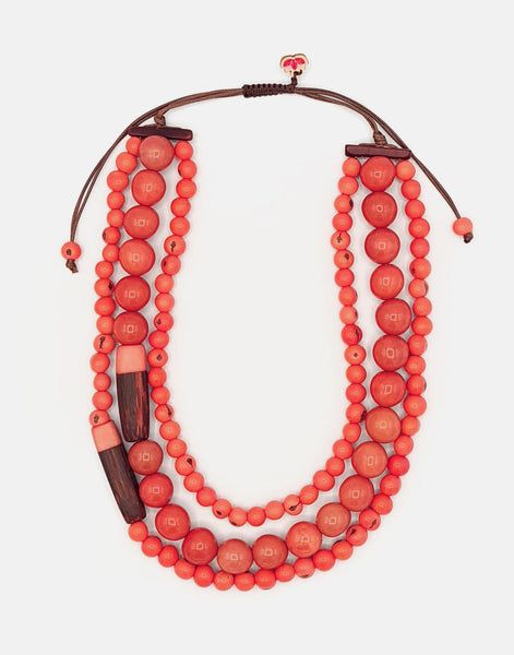 Coral Pipa Adjustable Tagua Necklace - Pretty Pink Jewellery