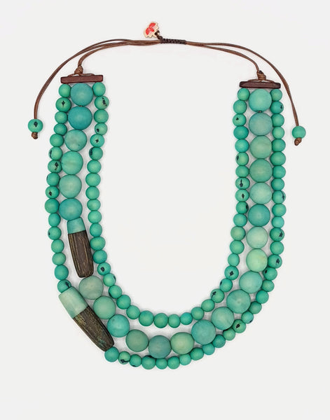 Aqua Pipa Adjustable Tagua Necklace - Pretty Pink Jewellery