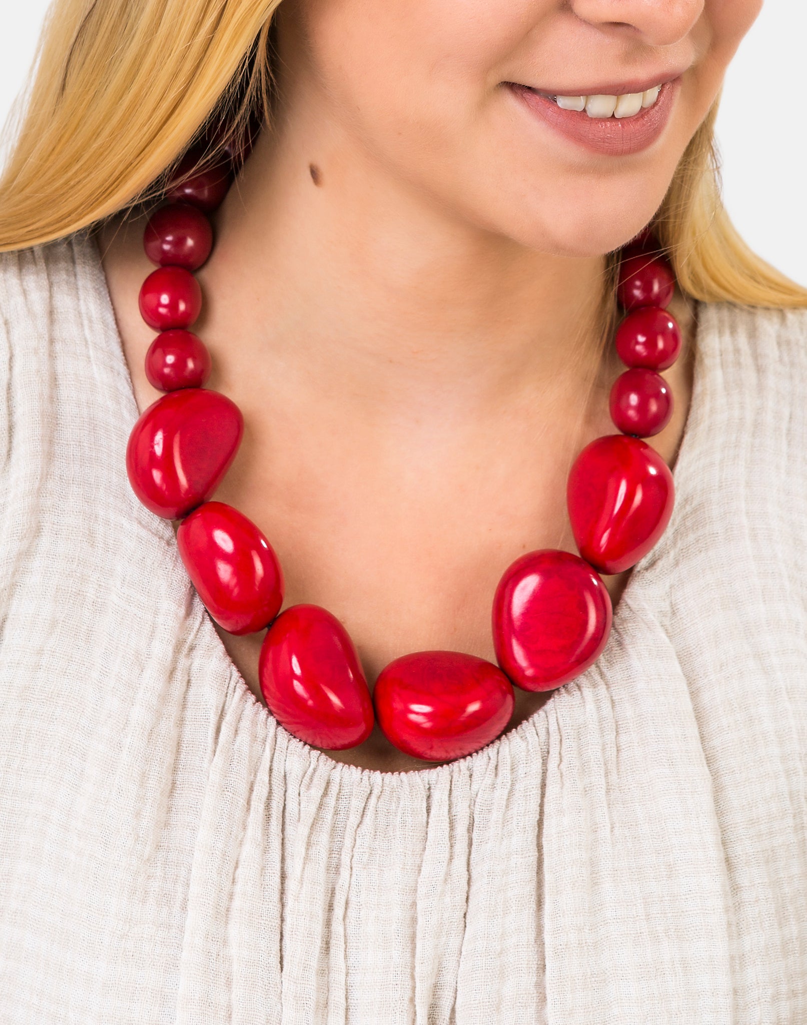 Red Organico Necklace - Pretty Pink Jewellery