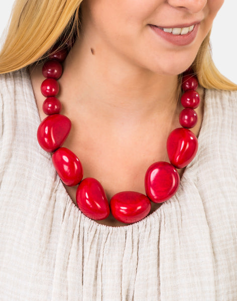 Red Organico Necklace - Pretty Pink Jewellery