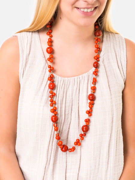 Orange Feliz Necklace Long - Pretty Pink Jewellery