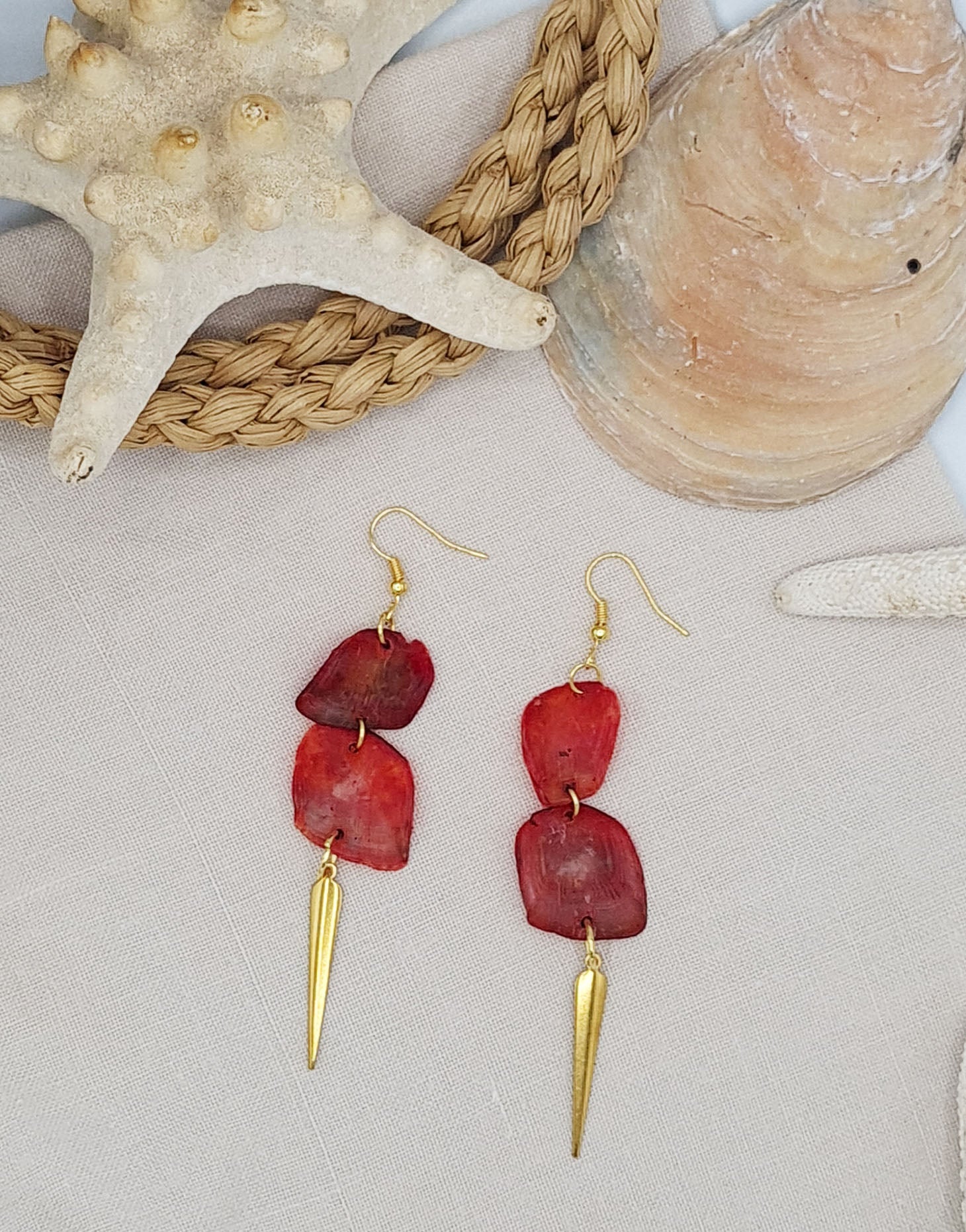 Red Scama Earrings - Pretty Pink Jewellery