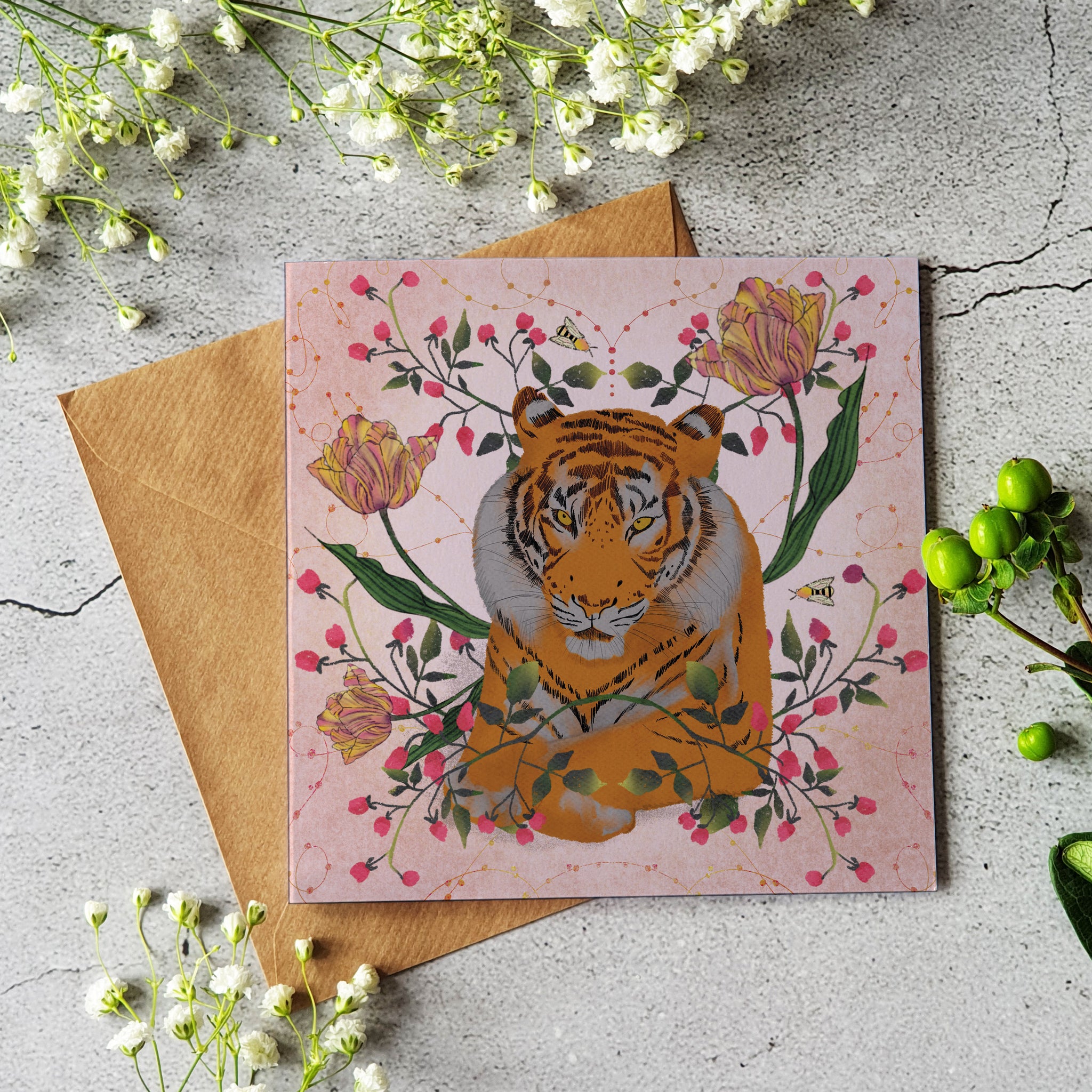 Majestic Tiger greeting card - Blank inside - Pretty Pink Jewellery
