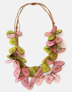 Secca Tagua Necklace - Dusky Pink and Green - Pretty Pink Jewellery
