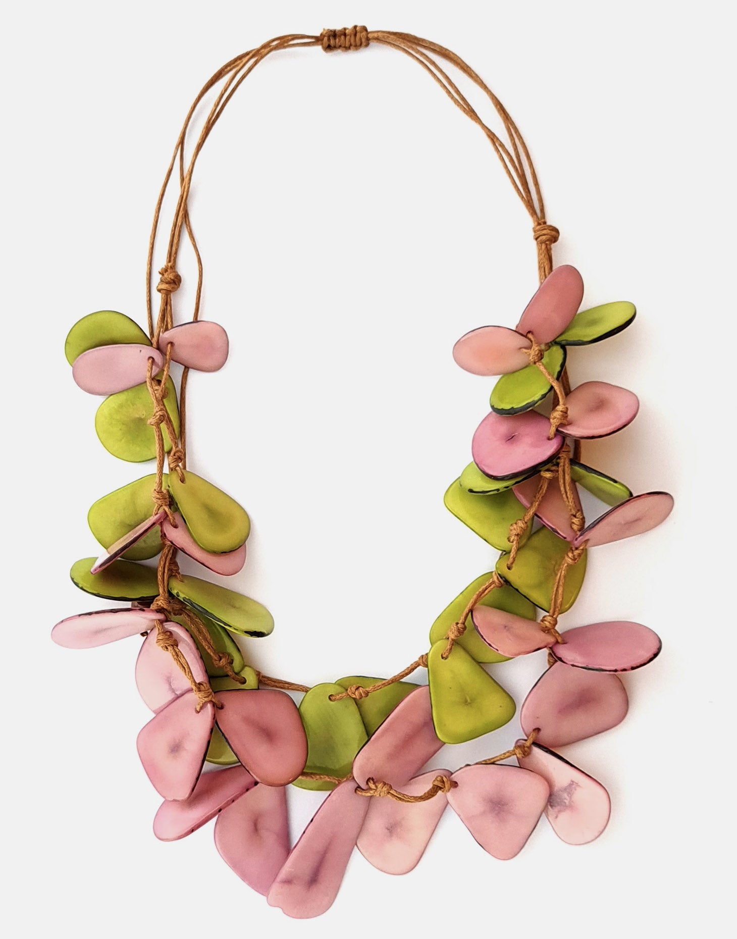 Secca Tagua Necklace - Dusky Pink and Green - Pretty Pink Jewellery