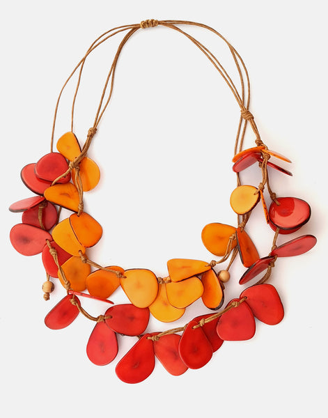 Secca Tagua Neck - Red and Orange - Pretty Pink Jewellery