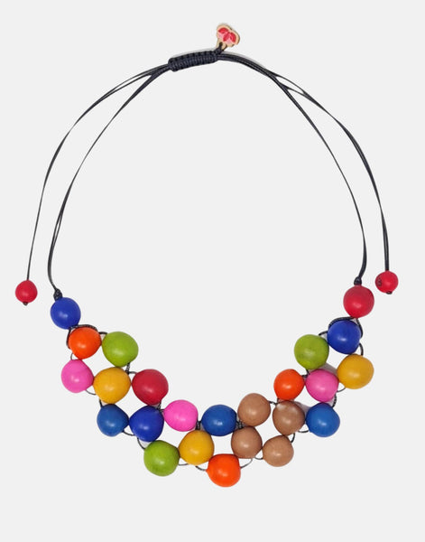Multicoloured Tagua Chicle Necklace - Pretty Pink Jewellery