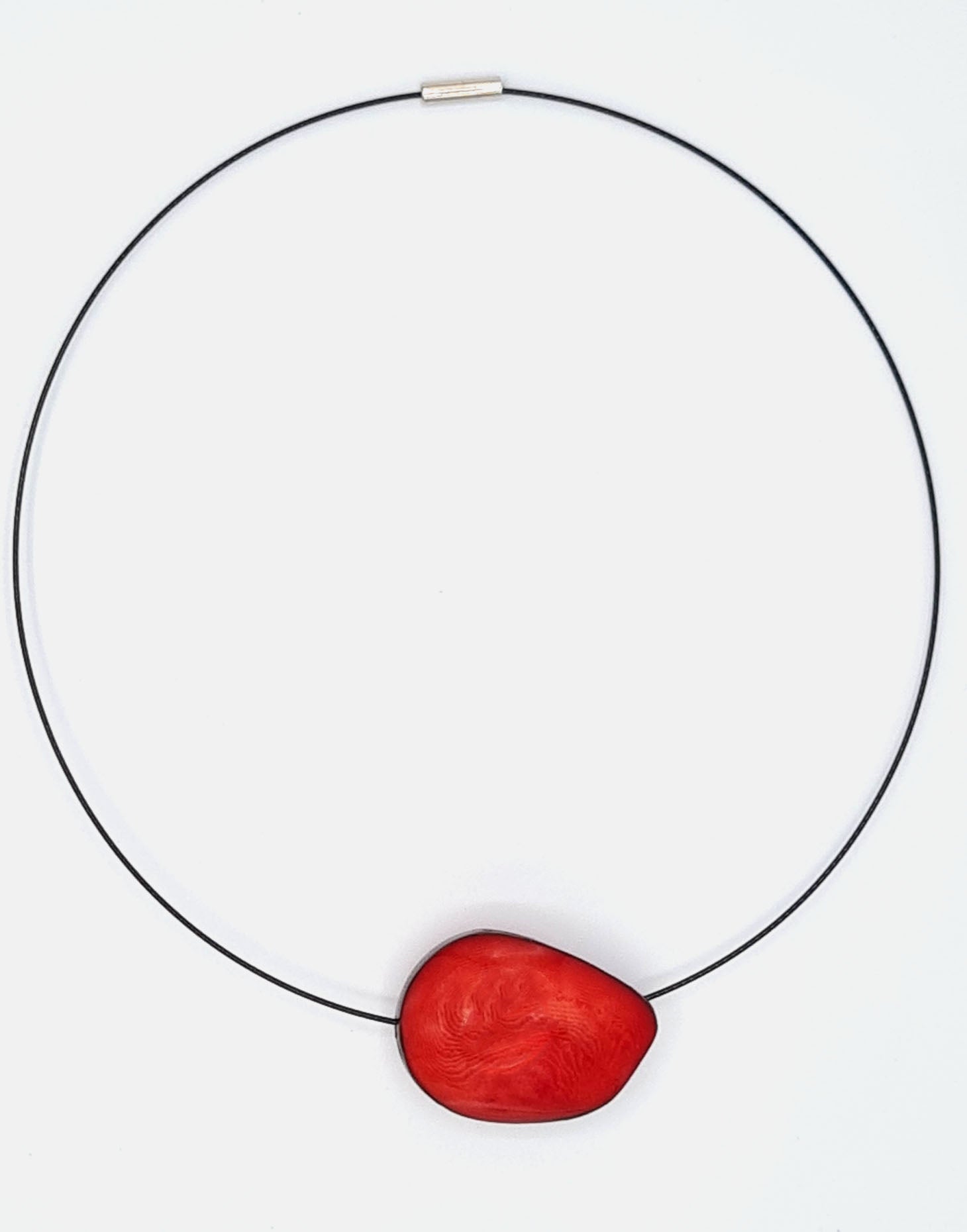 Red Flattened Seed Wire Necklace - Pretty Pink Jewellery
