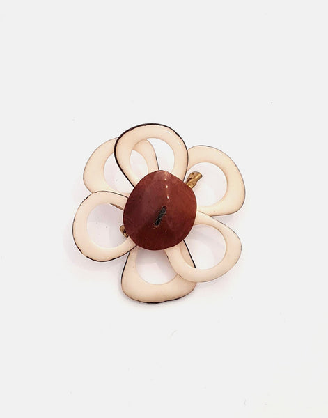 Ivory Flower Brooch - Pretty Pink Jewellery