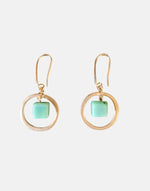 Aqua Cubo Brass Hoop Earrings - Pretty Pink Jewellery