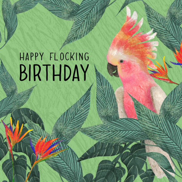 Happy Flocking Birthday - greeting card blank inside - Pretty Pink Jewellery