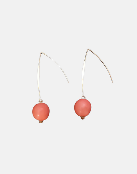 Coral Minimal Drop Tagua Earrings - Pretty Pink Jewellery