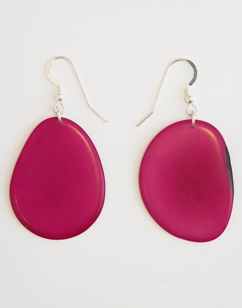 Pink Folha Tagua Nut Earrings - Pretty Pink Jewellery