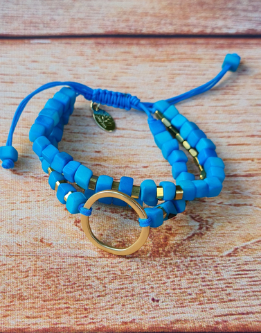 Dainty Triple Tagua Bracelet - Turquoise - Pretty Pink Jewellery